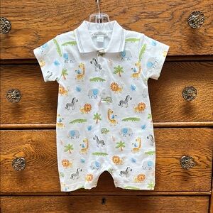 Kissy Kissy White Baby Romper with Animal Print